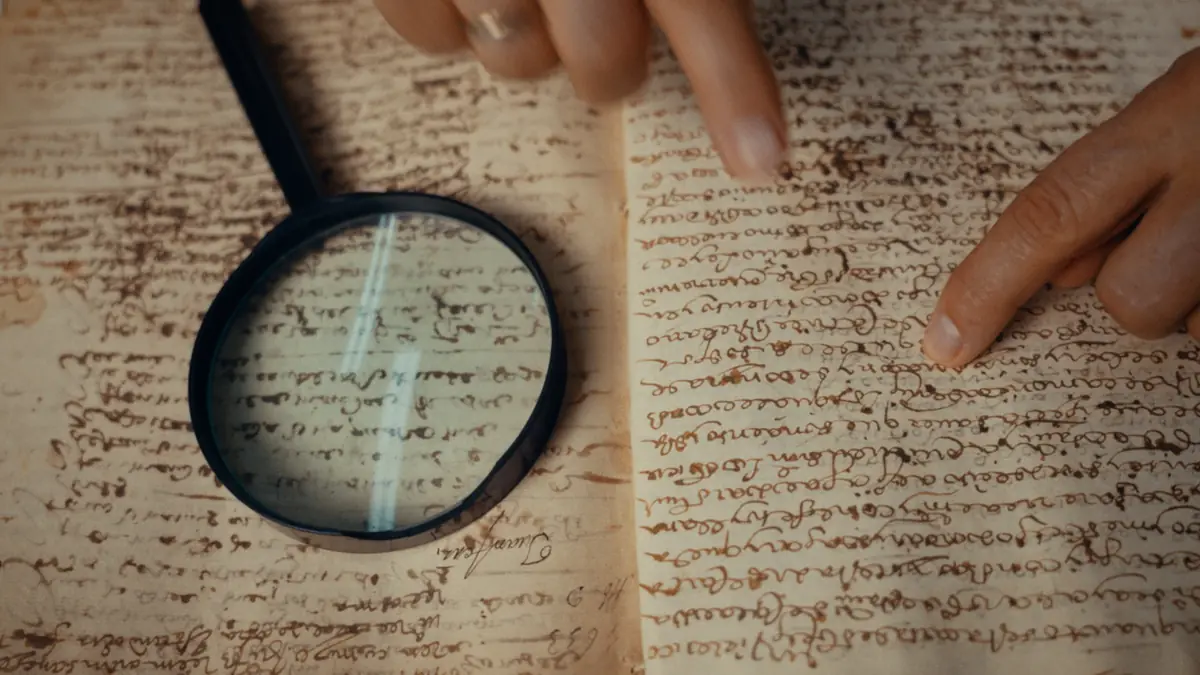Lupa sobre un expediente manuscrito